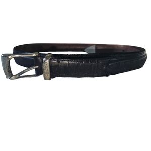 Mens Fossil Italian Full Grain Cowhide  Leather Black Brown  Buckle Belt 40 /100